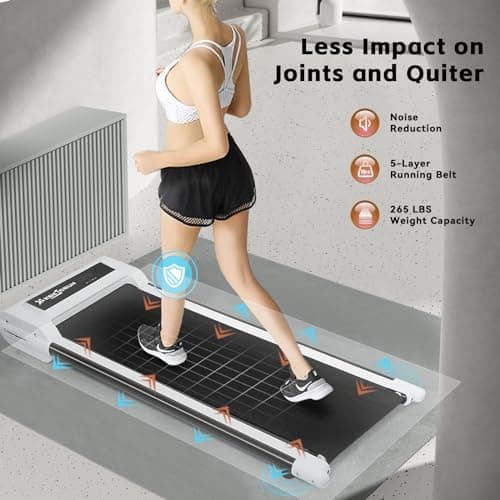 KREJORUN Under Desk Treadmill for Home Office, 2 in 1 Portable Running Walking Pad with Remote Control, 2.5HP Exercise Jogging Machine,White 5