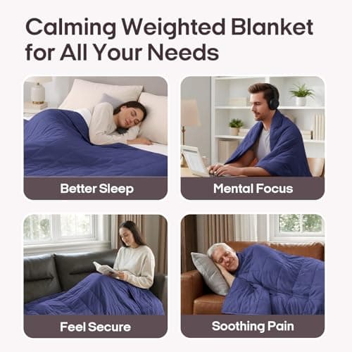 ZonLi Weighted Blanket for Adults (60"x80", 15lbs, Dusk Blue) Queen Size High Breathability Cooling Heavy Blanket, Soft Material with Premium Glass Beads, All-Season, Easy Care 6