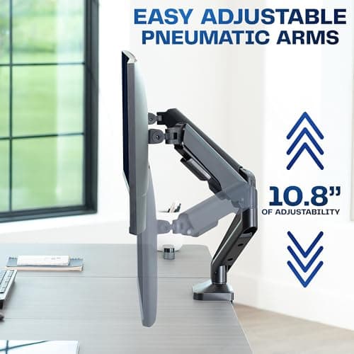 VIVO Dual Pneumatic Arm Ultra-Wide Monitor Mount for up to 35 inch Screens, Holds 26.4 lbs per Arm, Desk Mount Monitor Stand for 2 Ultrawides, Black, STAND-V200O 8