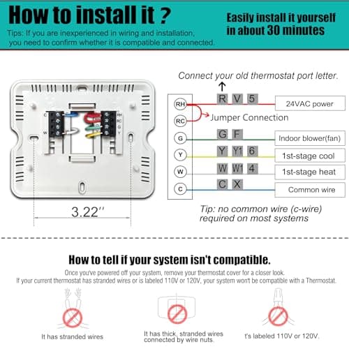 Suuwer 5-1-1 Day Programmable Thermostats for Home 1 Heat/ 1 Cool Conventional Single-Stage Systems 5
