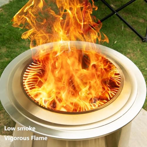 Verdeluxe Smokeless Fire Pit,22 Inch Stainless Steel Firepit, Outdoor Wood Burning Fire Pit with Cover,Smokeless Firepits for Outside Backyard Patio Garden Camping Bonfire 6