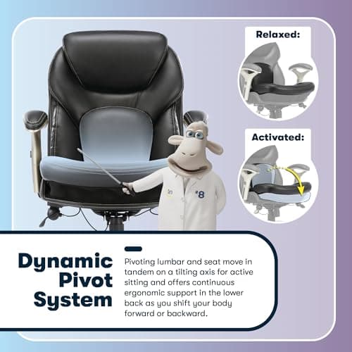 Serta Claremont Ergonomic Executive Office Chair with Back in Motion Technology, Adjustable Mid Back Desk Chair with Lumbar Support, Bonded Leather, Black 6