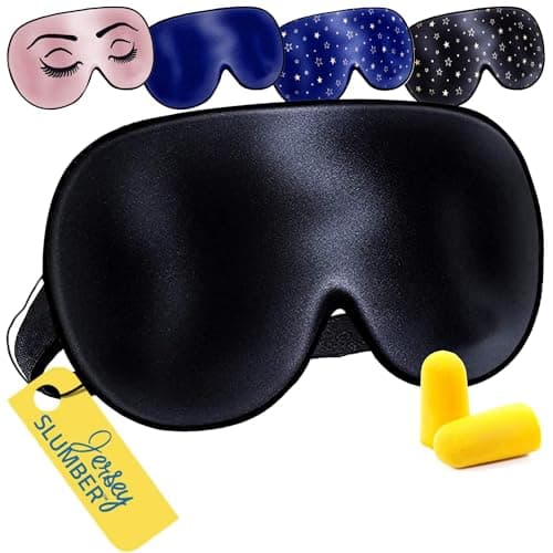 100% Silk Sleep Mask for A Full Night's Sleep | Comfortable & Super Soft Eye Mask with Adjustable Strap | Works with Every Nap Position | Best Sleeping Aid/Blindfold/Gift, Blocks Light Jersey Slumber 8