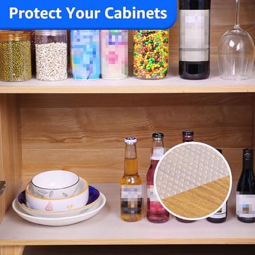 PABUSIOR Clear Cabinet Shelf Liner: Waterproof Bathroom Drawer Mat 17.7 x 96 Inch - Protector Kitchen Cupboard Liners for Closet Pantry Shelves - Easy to Cut Translucent Refrigerator Mats 2