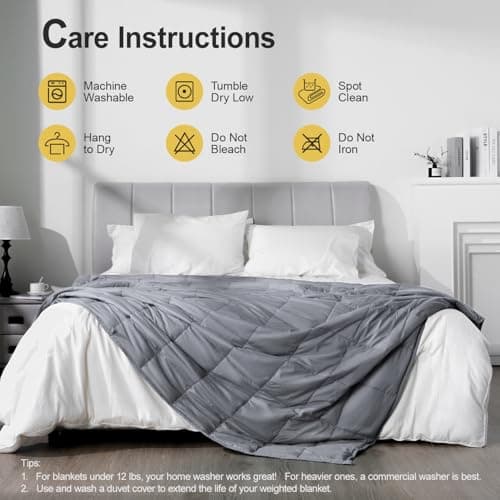 Lofus Weighted Blanket for Adults 10 lbs 60"x 80" Queen Size, Breathable All-Season Weighted Heavy Blankets, Soft Microfiber with Premium Glass Beads for Sleeping, Grey 7
