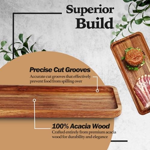 AZ-Homey Versatile Acacia Wood Serving Trays - Set of 3 Elegant Platters for Home Decor and Hosting - Perfect for Cheese, Fruit, and Charcuterie Presentation (Large) 5
