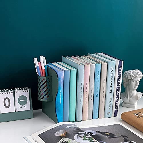 Gardesk Adjustable Bookends Metal Book Ends for Heavy Book Holder Heavy Duty Bookends Nonskid Bookcase Desktop Book Organizer Binder Holder (Blue) 5