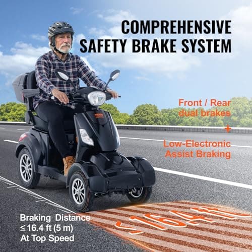 VEVOR Heavy Duty 4-Wheel Mobility Scooters for Seniors & Adults, 500lbs Capacity - 31 Miles 3-Speed Long Range, 800W All Terrain Electric Recreational Scooter Wheelchair with 25° Max Climbing Capacity 6