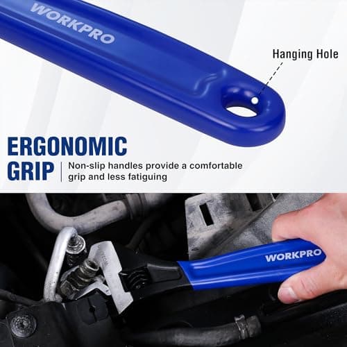 WORKPRO 5-piece Adjustable Wrench Set, 4-Inch & 6-Inch & 8-Inch & 10-Inch & 12-Inch Wrenches, Wide Jaw Black Oxide Wrench, Metric & SAE Scales, Cr-V Steel, for Home, Garage, Workshop 7