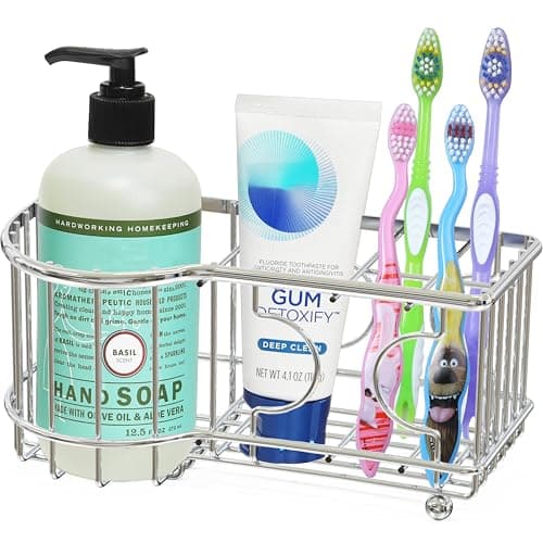 Simple Houseware Multi-Functional 6 Slots Toothbrush Holder, Chrome