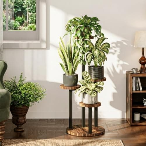 Bamworld Plant Tables Indoor Corner Plant Stand Tall Metal Wood Plant Shelf Outdoor Indoor Plant Table Rack 5 Tier Tier Plant Stand Garden Accessories for Living Room Balcony Patio 5