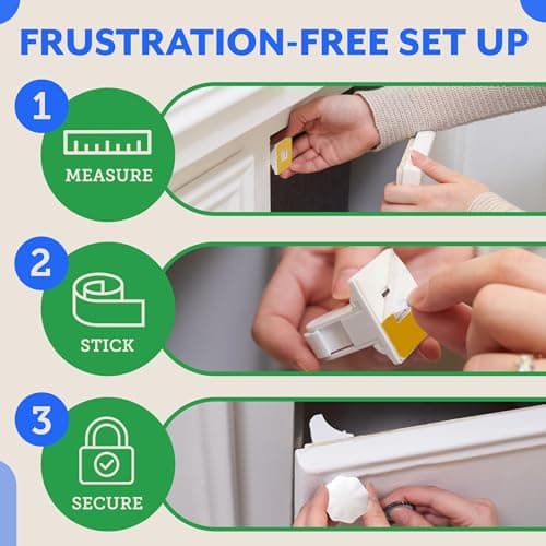 Magnetic Cabinet Locks for Babies (12 Pack Locks with 2 Keys), Eco Baby Baby Proofing Cabinet Locks, Child Locks for Cabinets Drawers Doors, Easy Installation No Tools Required 5