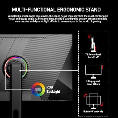 Gawfolk 27 inch IPS PC Screen, 4K Gaming Monitor 144Hz, 1ms, FreeSync, 128% sRGB, 178° Wide Viewing Angle, HDMI 2.1, DisplayPort,Height-Adjustable and Swivel,75 * 75MM Wall Mount Compatible - Black 4