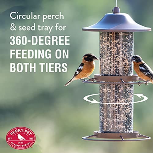 Perky-Pet Large 2-Tier Panorama Wild Bird Outdoor Feeder with Hanging Hook - 325SCOMBO-1SR - 4.5 lb Seed Capacity - Durable Construction - Versatile Hanging with Included Hook 5