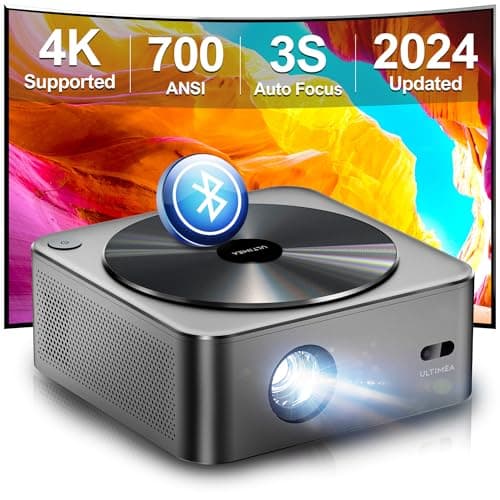 ULTIMEA Projector 4K Decoding HDR10, 700 ANSI Lumens WiFi Bluetooth Projector Native 1080P, Auto Focus, Obstacle Avoidance, Keystone Home Cinema Proyector, Apollo P40 (Renewed, Condition: Acceptable)