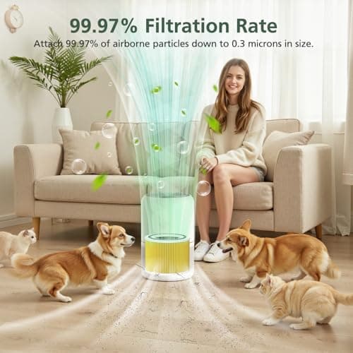 Core 300 Pet Care Replacement Filter for LEVOIT Core 300 Core300-P Core 300s VortexAir Air Purifier, 3-in-1 HEPA and Activated Carbon, Core 300-RF-PA, 2 Pack, Yellow 6