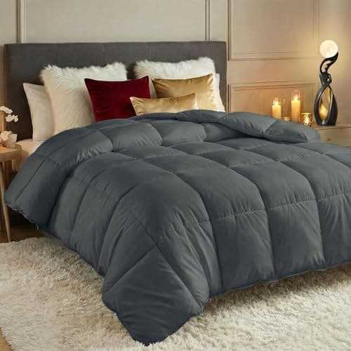 Utopia Bedding Comforters Queen Size, All Season Duvet Insert, Down Alternative Box Stitched Bed Comforter with Corner Tabs, Machine Washable (Grey)