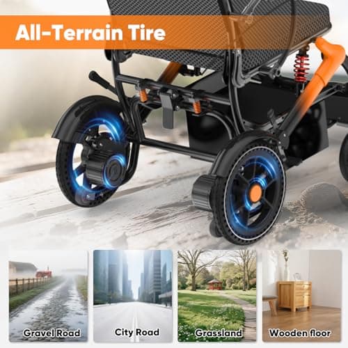 BIQISSI Electric Wheelchair for Adults, 36LBS Lightweight Electric Wheelchairs, 500W Brushless Motor Power Wheelchair, Foldable Motorized Wheelchair for Seniors, Airline Approval, 15Miles, MF-6 6