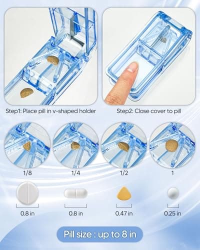 Monthly Pill Organizer 2 Times a Day – Yonlog Large Medicine Box with Weekly Travel Bag, Pill Cutter, Easy-Open Pick, Pill Taker Tool, and 2 Medication Stickers (Black, 2 Times a Day) 6