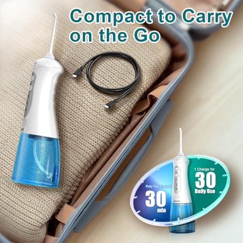 Nicefeel Water Dental Flosser Teeth Pick - Fast Charge Cordless Teeth Cleaner, 3 Modes Portable Oral Irrigator, IPX7 Waterproof Electric Water Dental Flosser for Tonsil Stone, 300ML Tank 5