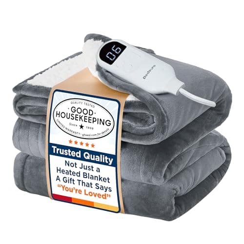 Bedsure Electric Blanket Twin - Soft Flannel Heated Blanket Twin Size, GentleSoft Fast Heating with 10 Time Settings & 6 Heat Settings, Warm Gift for Grandma (62x84 inches, Grey)