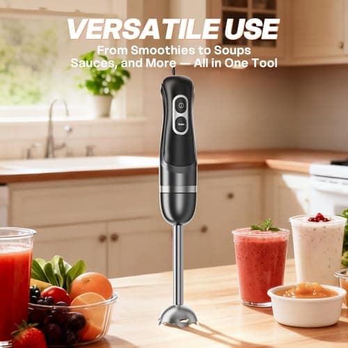 Immersion Blender Handheld, Corded Electric Blenders Portable Stick Mixer with 2 Mixing Speed and Stainless Steel Blades Emulsifier for Effortless Blending Soup, Smoothies, Puree or Baby Food 5