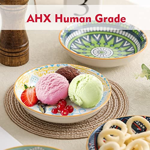 Ceramic Cat Bowls Set of 6 - Colorful/White Cute Shallow Cat Dishes - 5.75-Inch, Whisker Friendly and Wide - Microwave & Dishwasher Safe - 5.3 oz (250 ml) （Colorful 2 ） 7