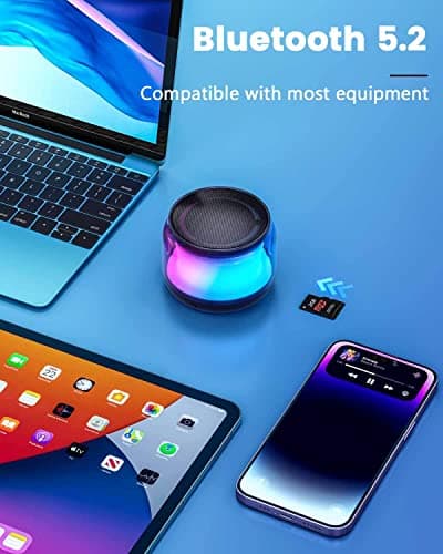 LENRUE Portable Bluetooth Speakers with Colorful Lights, Loud Sound, Small Bluetooth Speaker with Wireless Stereo Pairing, Mini Gifts for Kids, Teen, Girls, Boys, Women 5