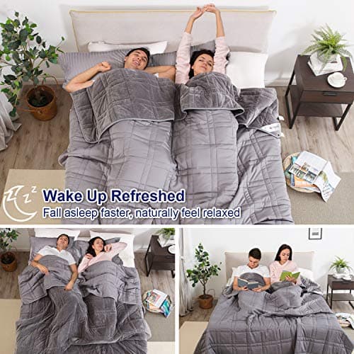 King Size Weighted Blanket 40lb(88 inch x104 inch , Double-Sided), Warm Short Plush and Cool Tencel Fabric Reversible Weighted Blanket for All Season Use, King Size for Couple - Carry Bag Included 7