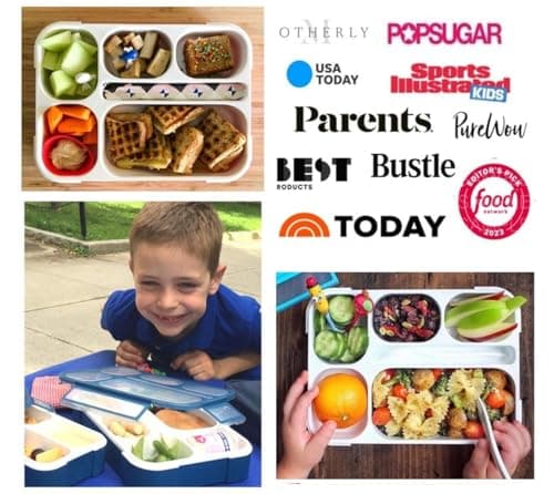 kinsho Bento Lunch Box Kids, Leakproof Lunch Containers for Boys Girls Adults with 6 Compartments - School, Daycare, Meal Planning Portion Control Container, BPA-Free Boxes, Utensils, Navy Blue 7