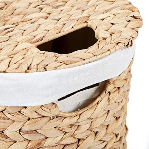 Seville Classics Premium Natural Handwoven Portable Laundry Bin Basket with Carrying Handles, Household Storage for Clothes, Linens, Sheets, Toys, Water Hyacinth, Oval Hamper 5