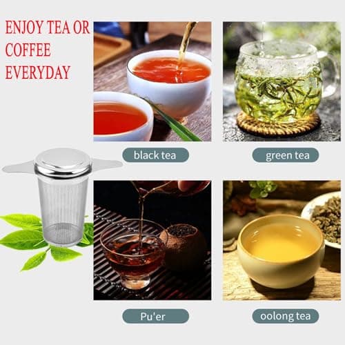 2PCS Stainless Steel Premium Tea & Coffee Strainer Infuser with Double Handles, Large Capacity Fine Mesh Strainer, Perfect for Loose Leaf Tea, Coffee Steeping in Cups and Teapots - Brewing Made Easy 5