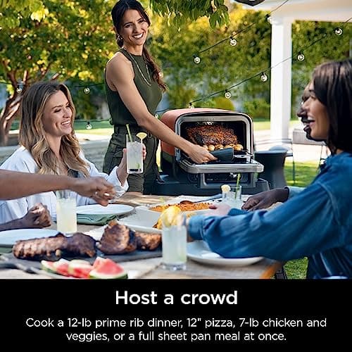Ninja Woodfire Outdoor Pizza Oven, 8-in-1 Portable Electric Roaster Oven, Heats up to 700°F, 5 Artisan Pizza Settings, Integrated BBQ Smoker Box, Includes Flavored Wood Pellets, Terracotta Red 9
