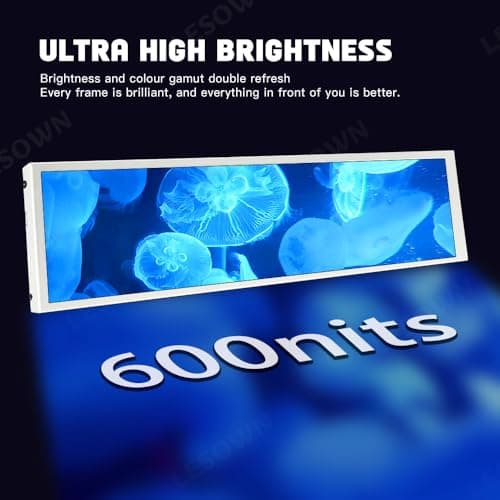 LESOWN 8.8 inch Stretched Bar LCD Temp CPU GPU Data Monitor 1920x480 IPS Wide Screen Portable Screen for PC Laptop Aida 64 Windows Secondary Display - White 5