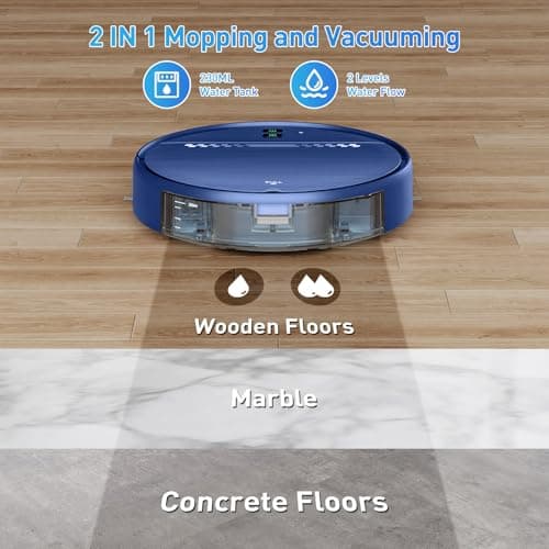 Robot Vacuum and Mop Combo, 2-in-1 Mopping Robot Vacuum Cleaner with 2300Pa Suction, 2.87'' Slim Design, Wi-Fi/App/Voice Control, 3D Obstacle Avoidance&Self-Charging for Hard Floors, Carpets, Pet Hair 6