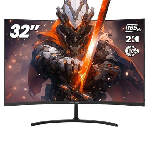 CRUA 32" Curved Gaming Monitor,165Hz QHD(2560 * 1440P) VA Screen, 1800R Monitors, Computer Monitor Support FreeSync, 99% sRGB, Low Blue Light, with HDMI/DisplayPort, Support Wall Mount- Black 2