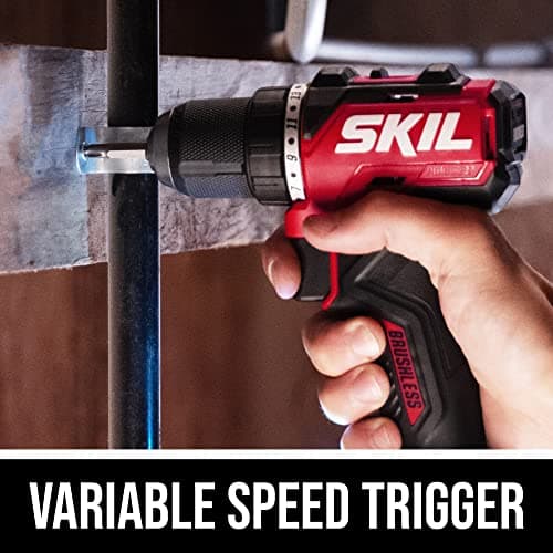 SKIL PWR CORE 12 Brushless 12V 1/2" Compact Variable-Speed Drill Driver Kit with 1/2'' Single-Sleeve, Keyless Chuck & LED Worklight Including 2.0Ah Battery and PWR JUMP Charger - DL6290A-10 5
