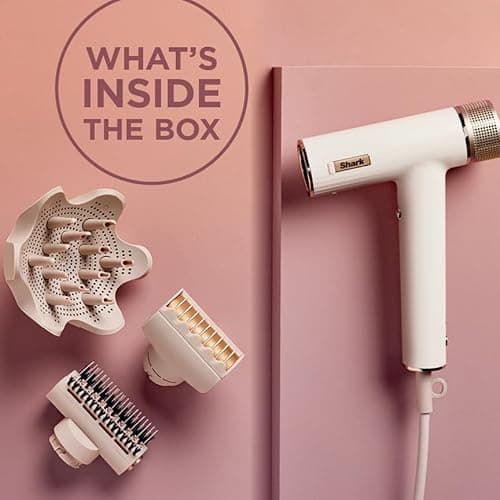 Shark Hair Dryer SpeedStyle RapidGloss Finisher and High-Velocity, Ionic Hair Blow Dryer with IQ Speed Styling and Drying Suite, No Heat Damage, Best for Curly and Coily Hair, Silk, HD332 9