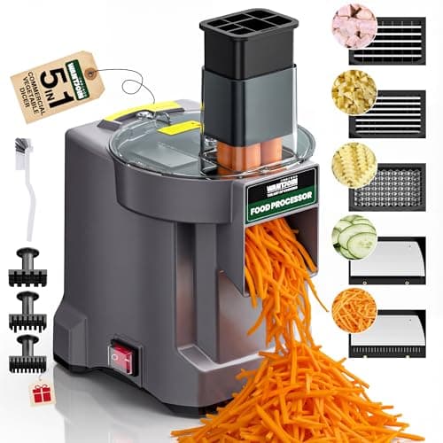 WantJoin 5-in-1 Electric Food Processor & Vegetable Chopper - Multifunctional Commercial Dicer with Stainless Steel Blades for Slicing (2.5mm), Dicing (6/8/12mm), Chopping (2.5mm), Shredding