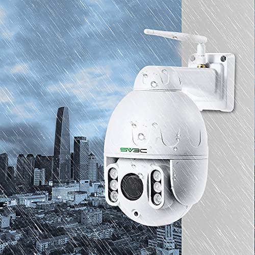 SV3C 1080P Outdoor PTZ WiFi Camera, ONVIF Security IP Camera with Auto Tracking, 197ft HD Night Vision, 5X Optical Zoom, Two-Way Audio, Waterproof, Compatible with Blue Iris, SD Card Slot, CamHiPro 5