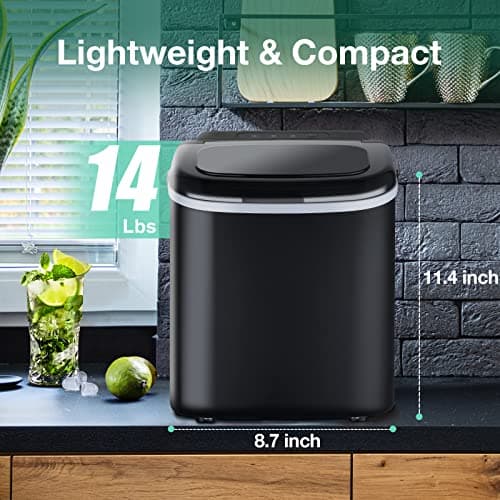 Countertop Ice Maker, Ice Maker Machine 6 Mins 9 Ice, 26.5lbs/24Hrs, Portable Ice Maker Machine with Self-Cleaning, Ice Scoop, and Basket, Compact Ice Maker for Home/Kitchen/Office/Party 7