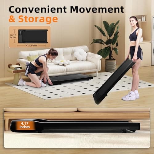 DeerRun Under Desk Walking Pad Treadmill for Home Office & Small Spaces, 6% Manual Incline, 0.6–3.8 MPH Walking Speed, 2.5 HP, 300 lb Capacity, App & Remote Control 5