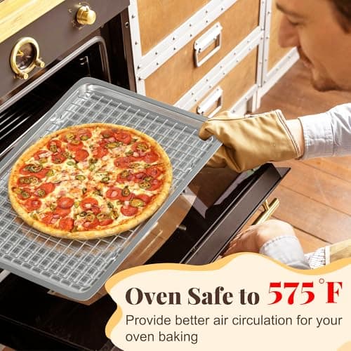 Cooling Racks for Cooking and Baking - 2 PCS 10" x 15" Grid Wire Baking Rack for Oven Cooking, Baking, Grilling, Roasting - Dishwasher Safe Bacon Rack - Fits Jelly Roll Cookie Sheet Pan 5