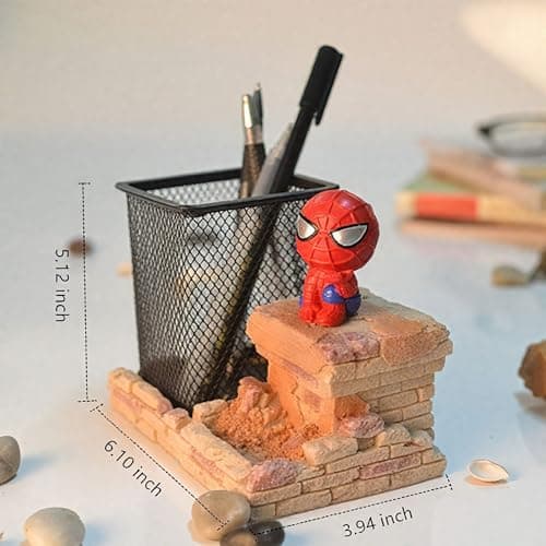 BREIS Spiderman Pen Holder, Creative Novelty Office Desk Decorations Man boy Girls Gadgets Stationery Storage Box Unique Gifts for Spiderman Fans (Red-A) 5