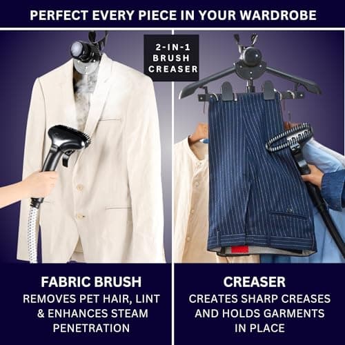 SALAV Heavy Duty Commercial Full-Size Garment Steamer with Foot Pedals and Extra Large 3L (101.5 oz) Water Tank, 1800 watts of Poweful Steam (Navy) 7