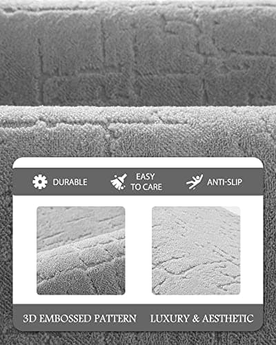AMOAMI-Bath Mat-Absorbent Quick Dry Bathroom Floor Mats-Washable Rubber Backing Bath Mats for Bathroom Rugs Fit Under Door-Bath Rug for in Front of Sink Bathtub Shower Room, Grey 17''x24'' 5