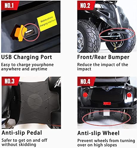 Heavy Duty Mobility Scooters for Seniors & Adults 500lbs Capacity - Electric Powered Mobility Cart - 1000W All Terrain Recreational Mobility Scooter for Travel 7