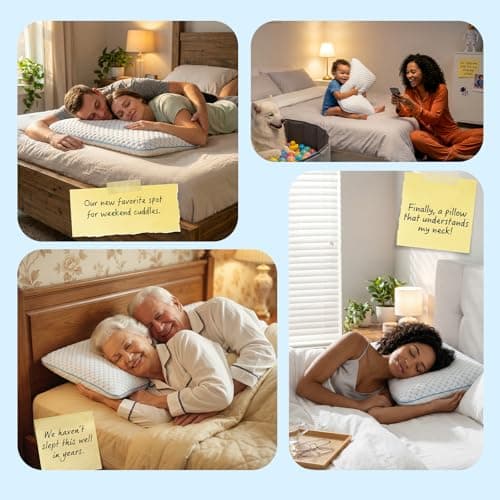 Iwacool Flat Pillow for Stomach and Back Sleepers, Ultra Thin Pillow for Sleeping, Cooling Gel Slim Stomach Sleeping Pillows for Shoulder Neck Pain Relief, Low Profile Memory Foam Pillows 2.75-inches 6
