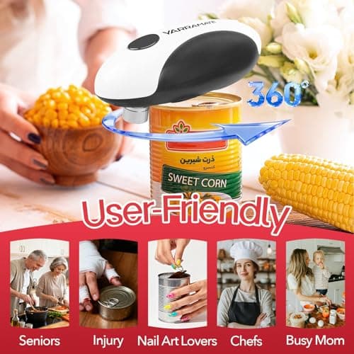 YARRAMATE Electric Can Opener, One Touch Rechargeable Automatic Can Openers for Kitchen Fits All Cans Sizes - Smooth Edge, Hands-Free for Seniors | With Storage Bag, Portable for Travel 7