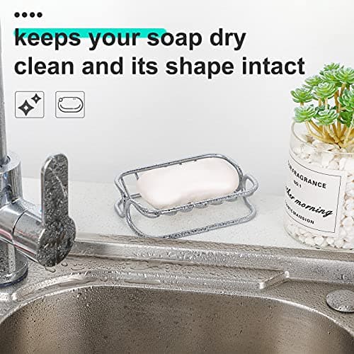 Patelai Soap Dish Stainless Steel Bathroom Bar Soap Holder for Shower Rust Proof Metal Self Draining Sponge Shelf Tray for Kitchen Sink 6